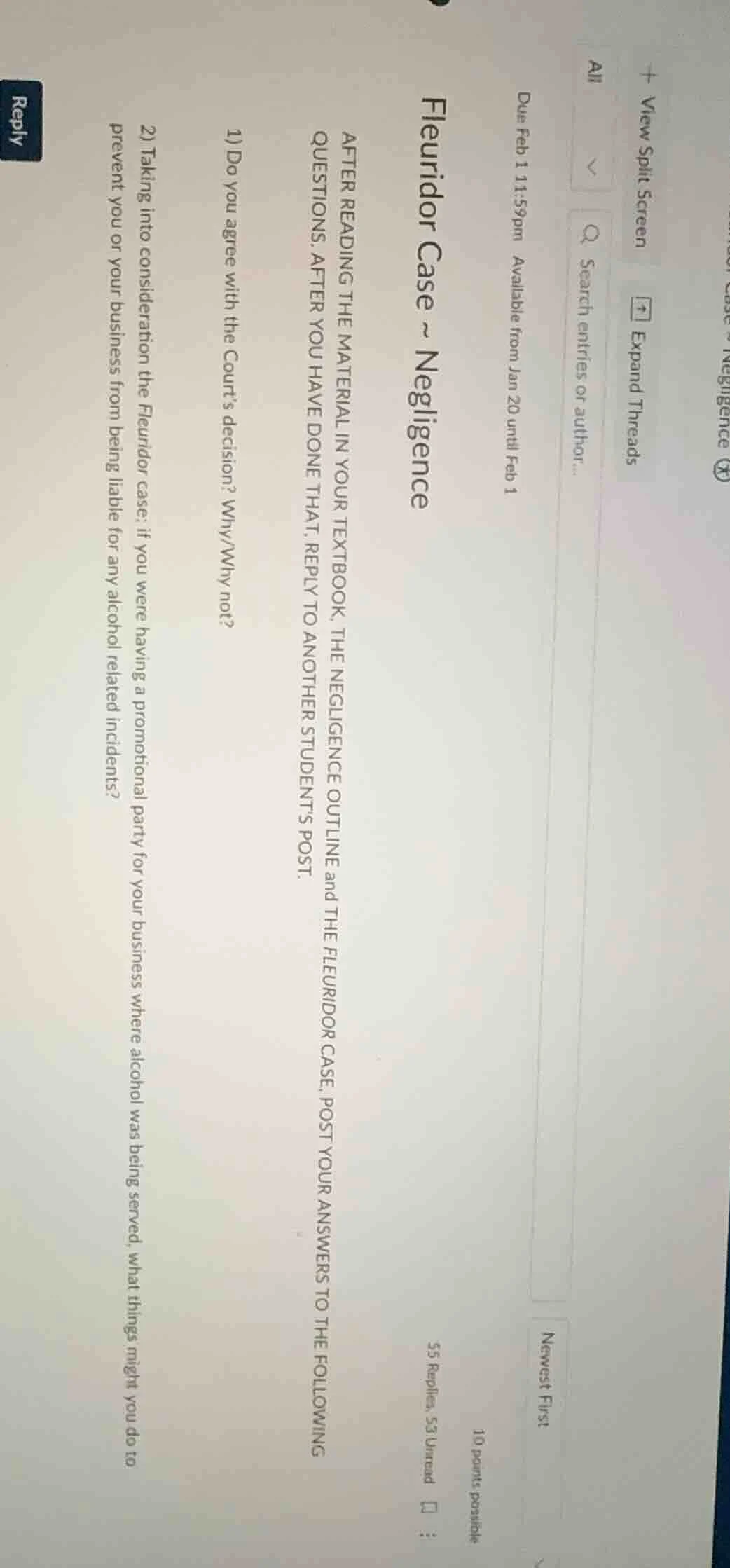 fleuridor case ~ negligence after reading the material in your textbook…