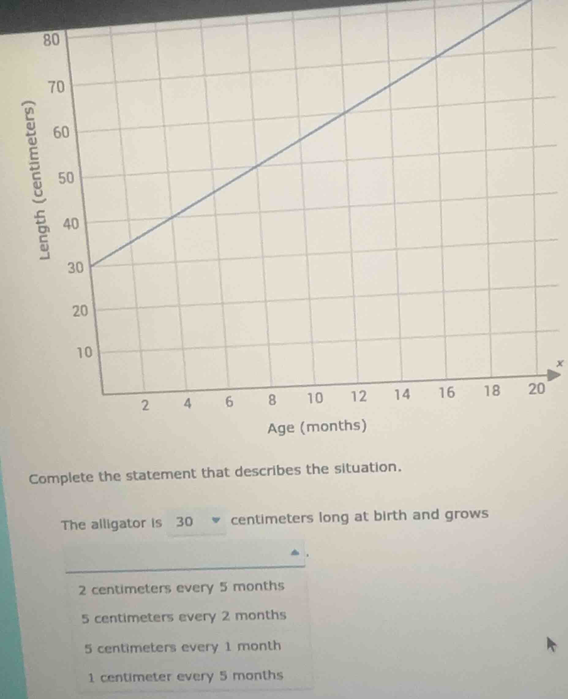complete the statement that describes the situation. the alligator is 3…