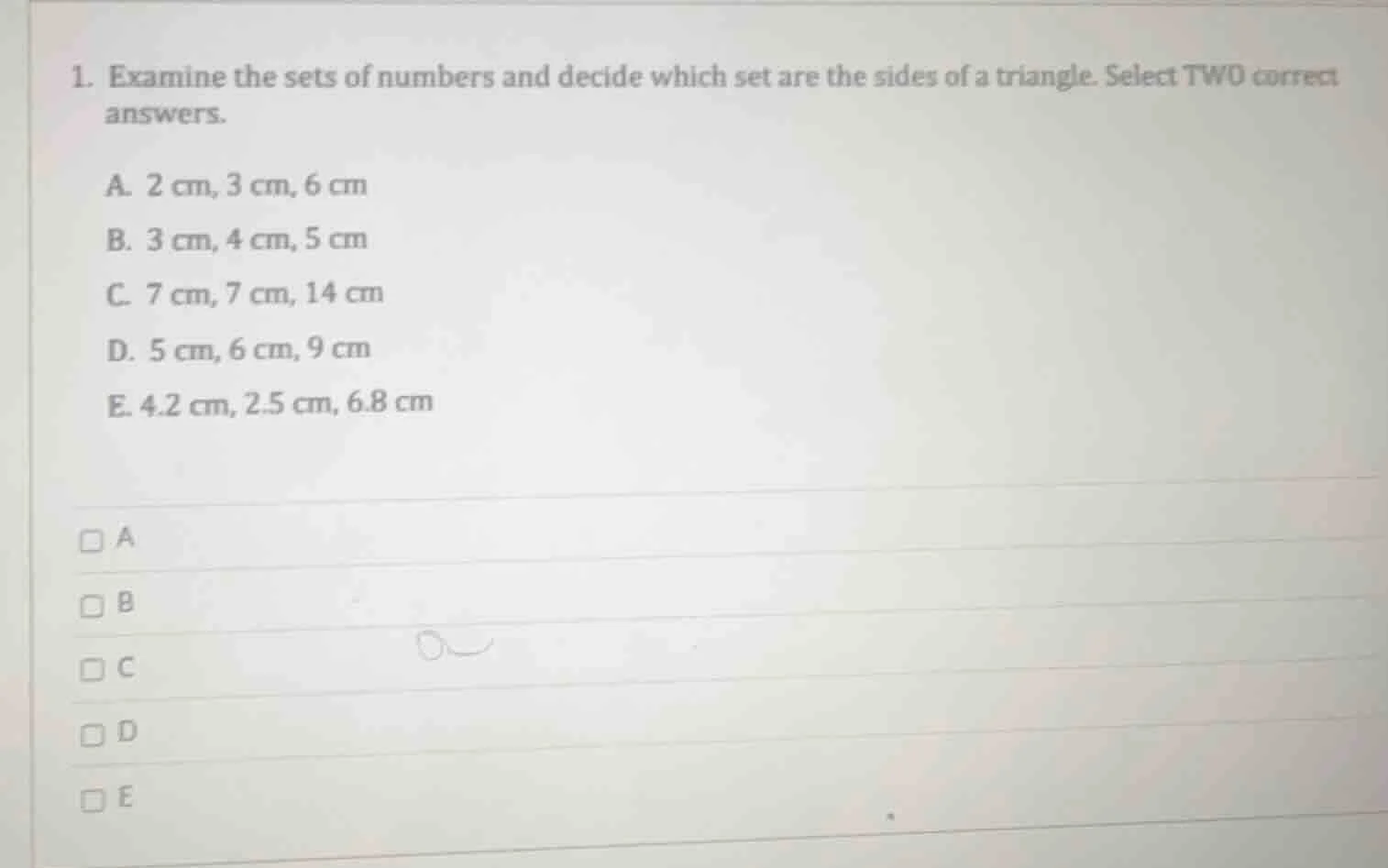 1. examine the sets of numbers and decide which set are the sides of a …