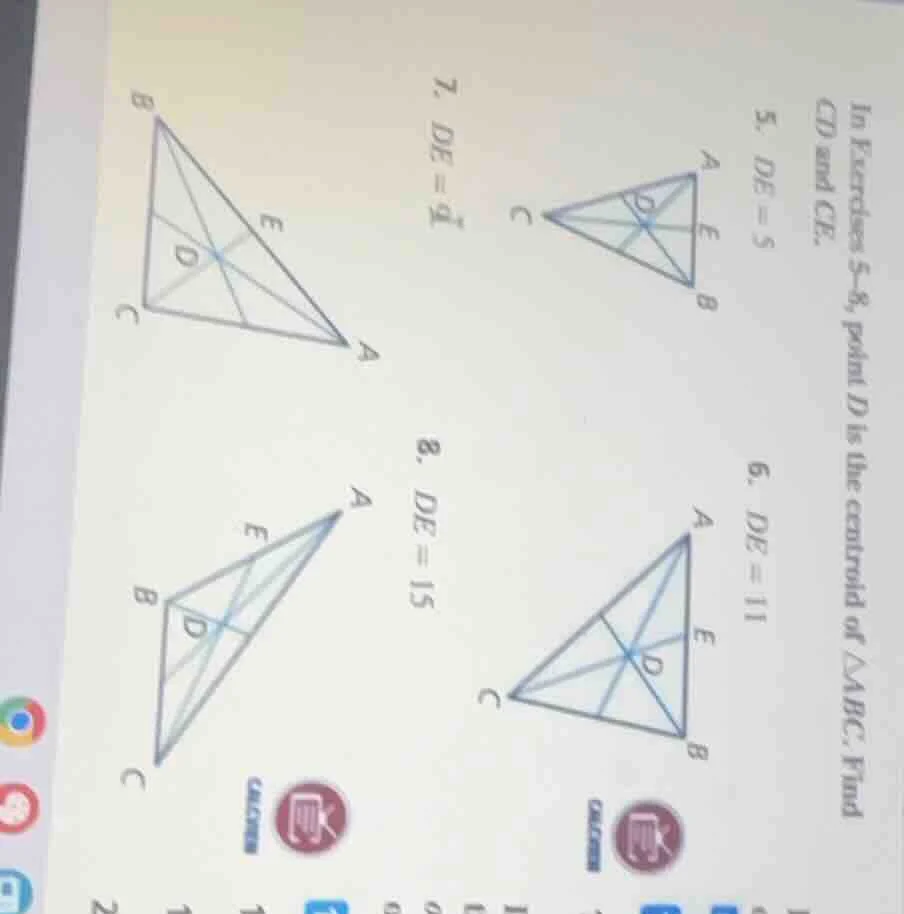 in exercises 5–8, point ( d ) is the centroid of ( \triangle abc ). fin…
