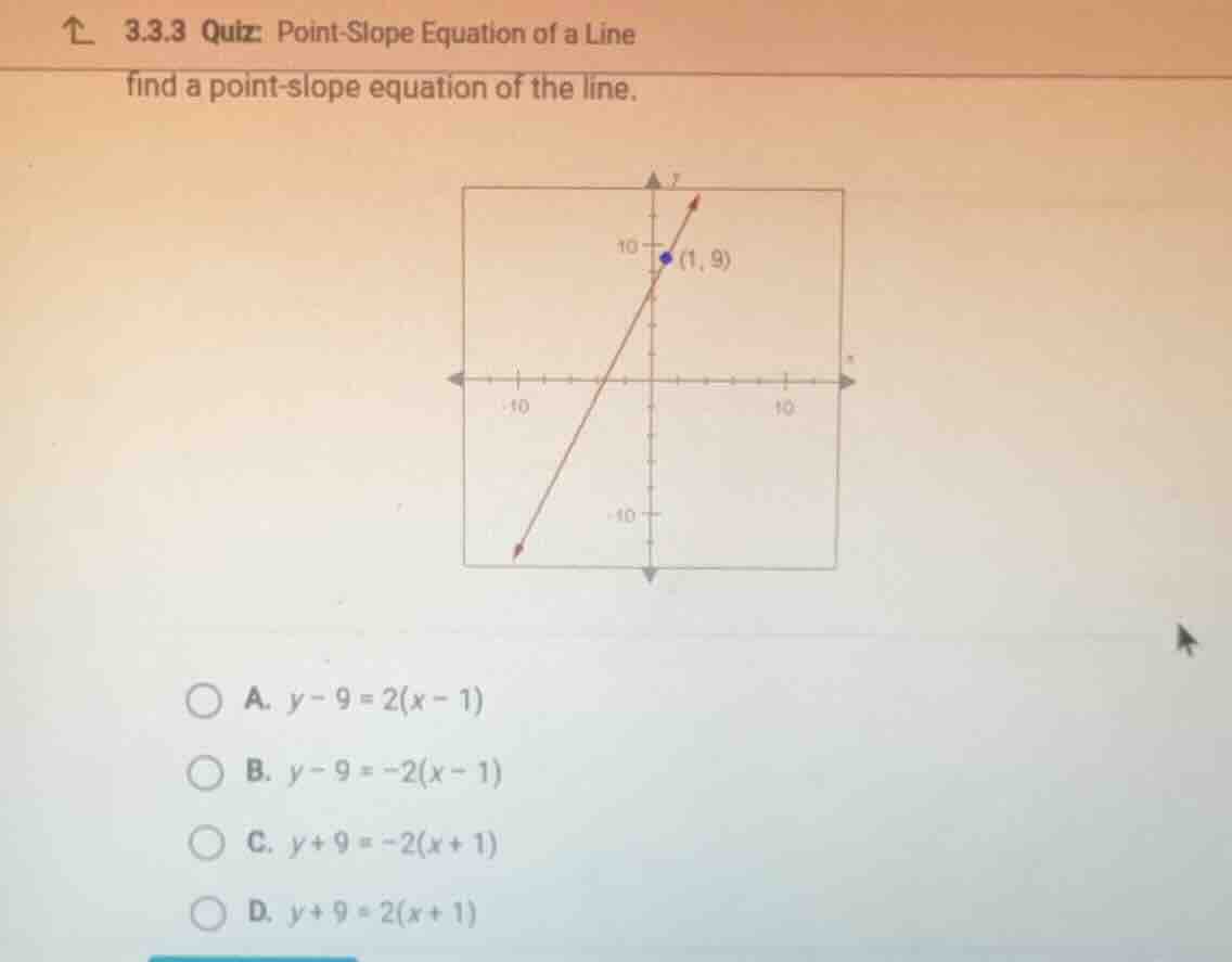 3.3.3 quiz: point - slope equation of a line find a point - slope equat…