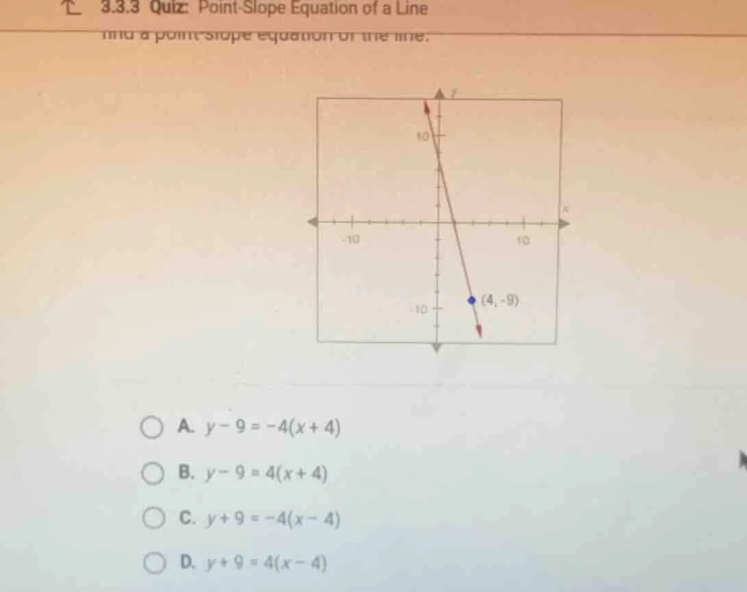 3.3.3 quiz: point - slope equation of a line find a point - slope equat…
