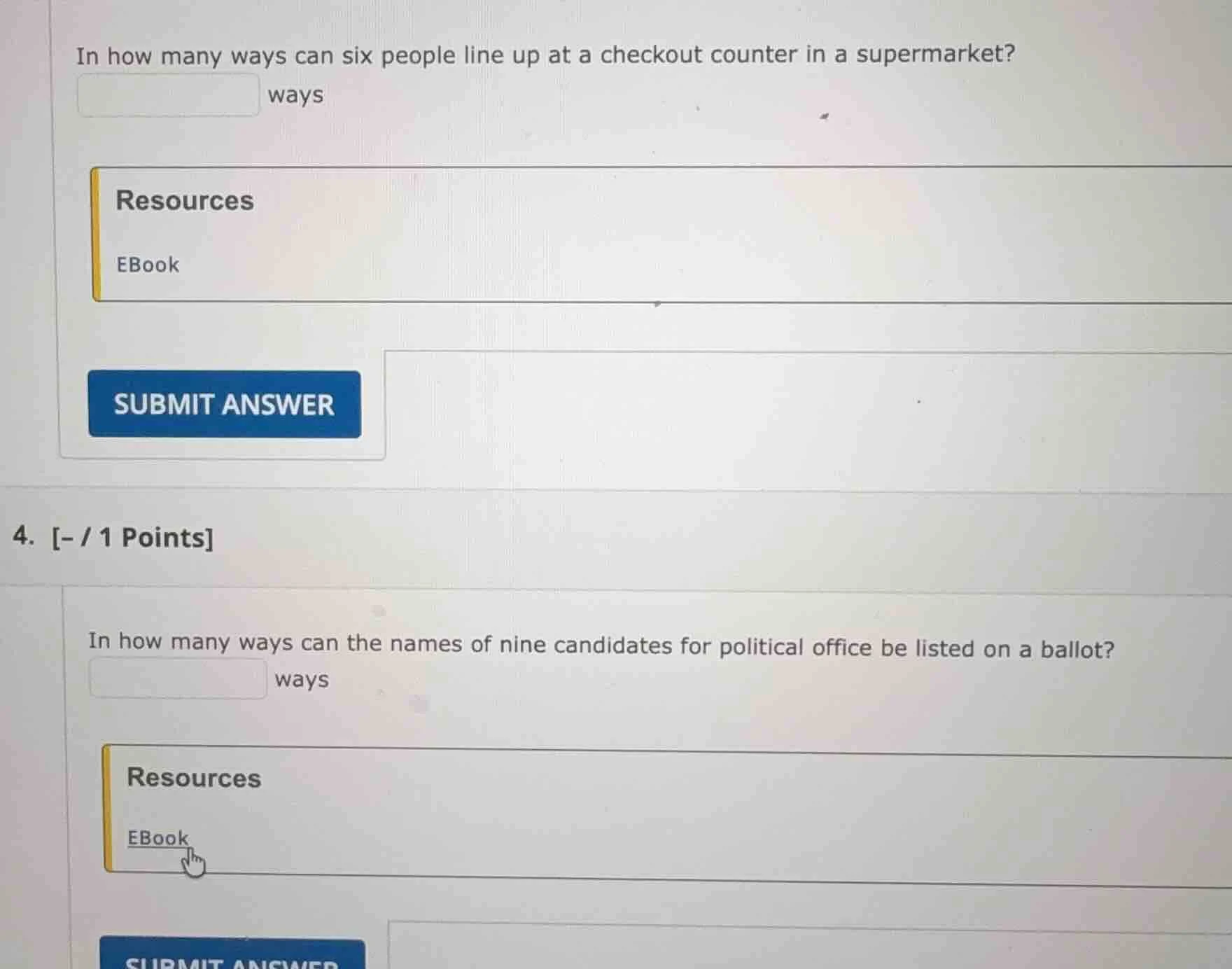 in how many ways can six people line up at a checkout counter in a supe…