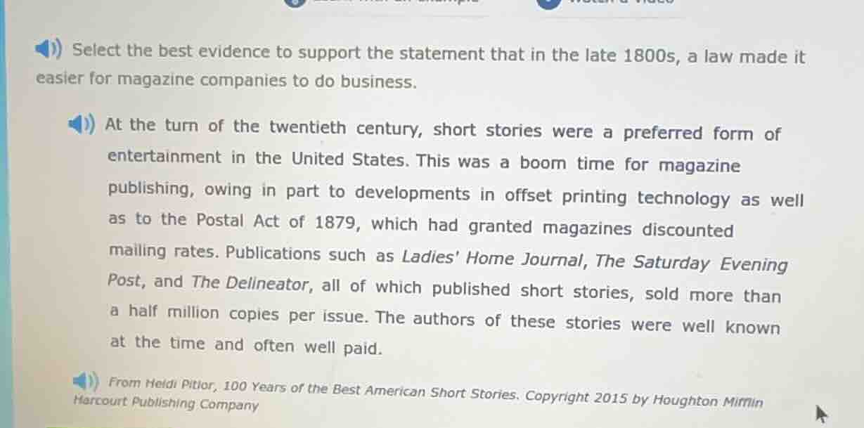 select the best evidence to support the statement that in the late 1800…