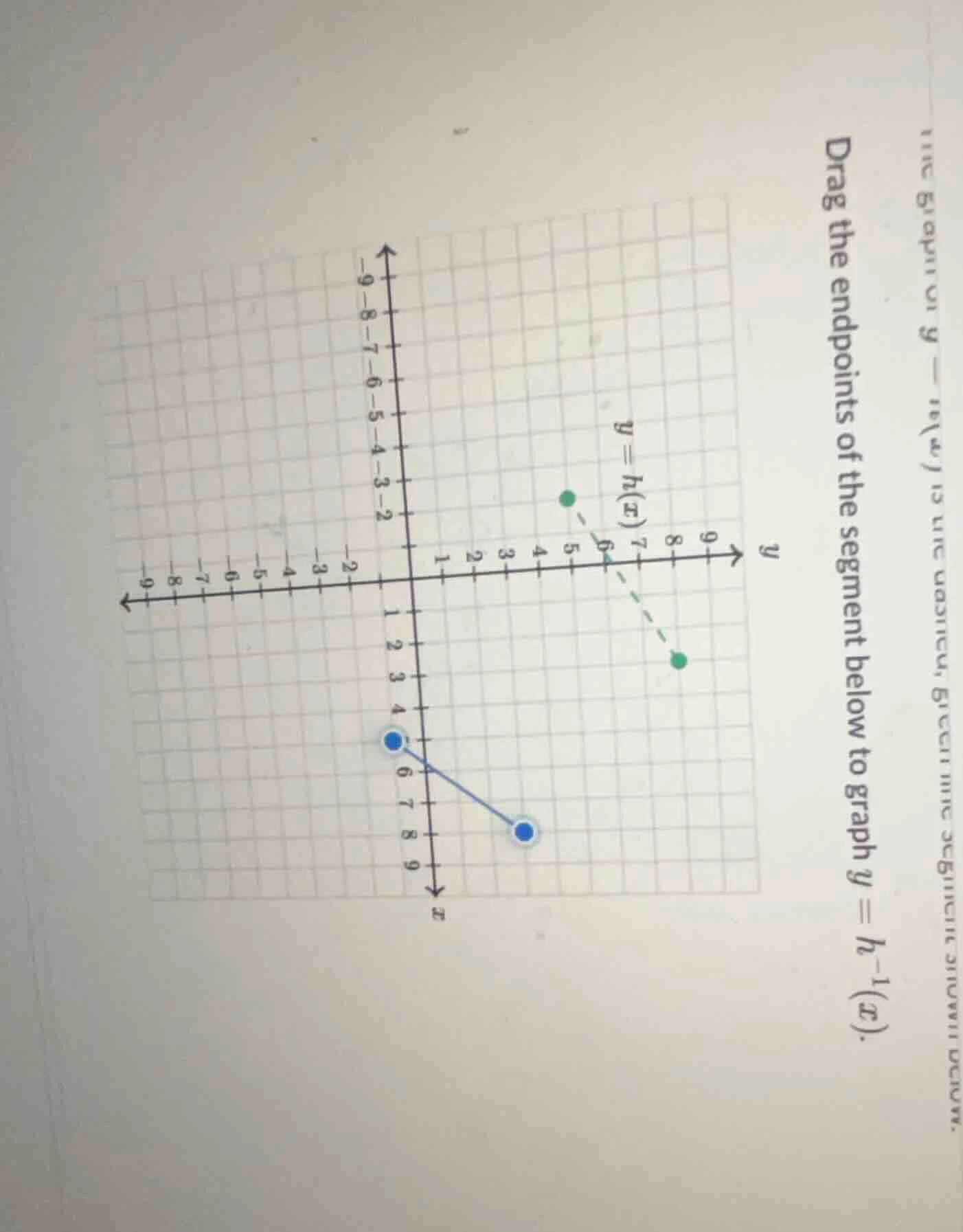 drag the endpoints of the segment below to graph ( y = h^{-1}(x) ).