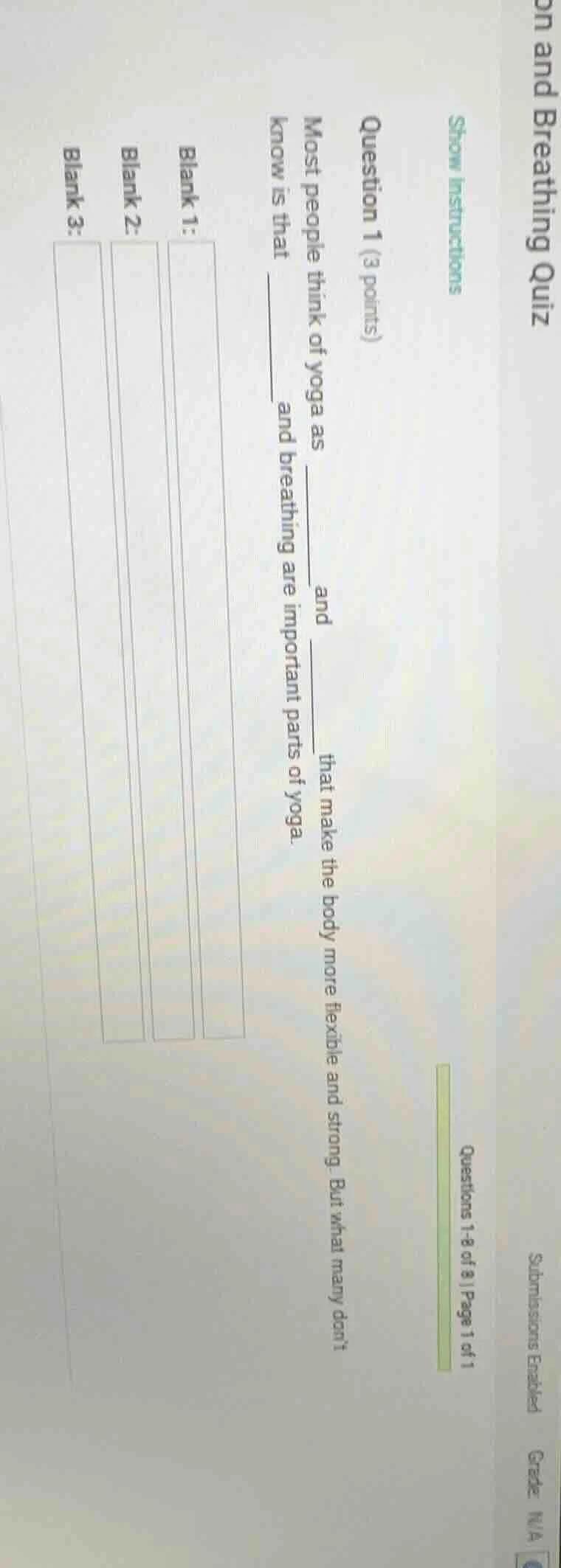 show instructions question 1 (3 points) most people think of yoga as __…