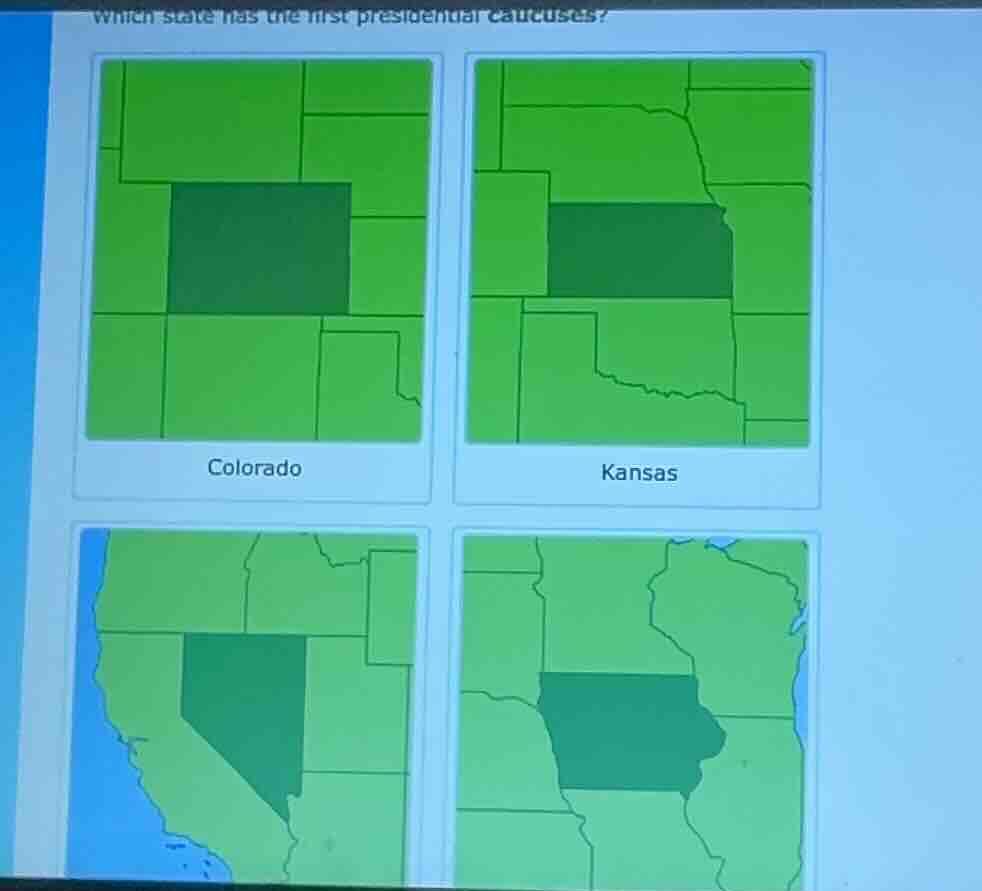 which state has the first presidential caucuses? colorado kansas