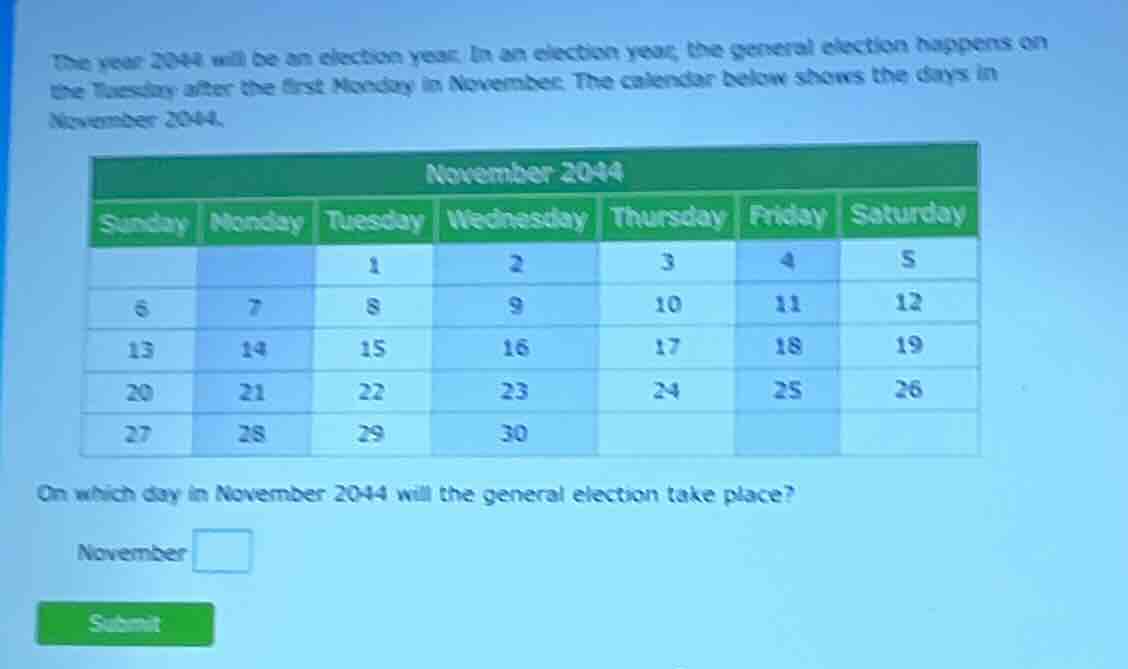 the year 2044 will be an election year. in an election year, the genera…
