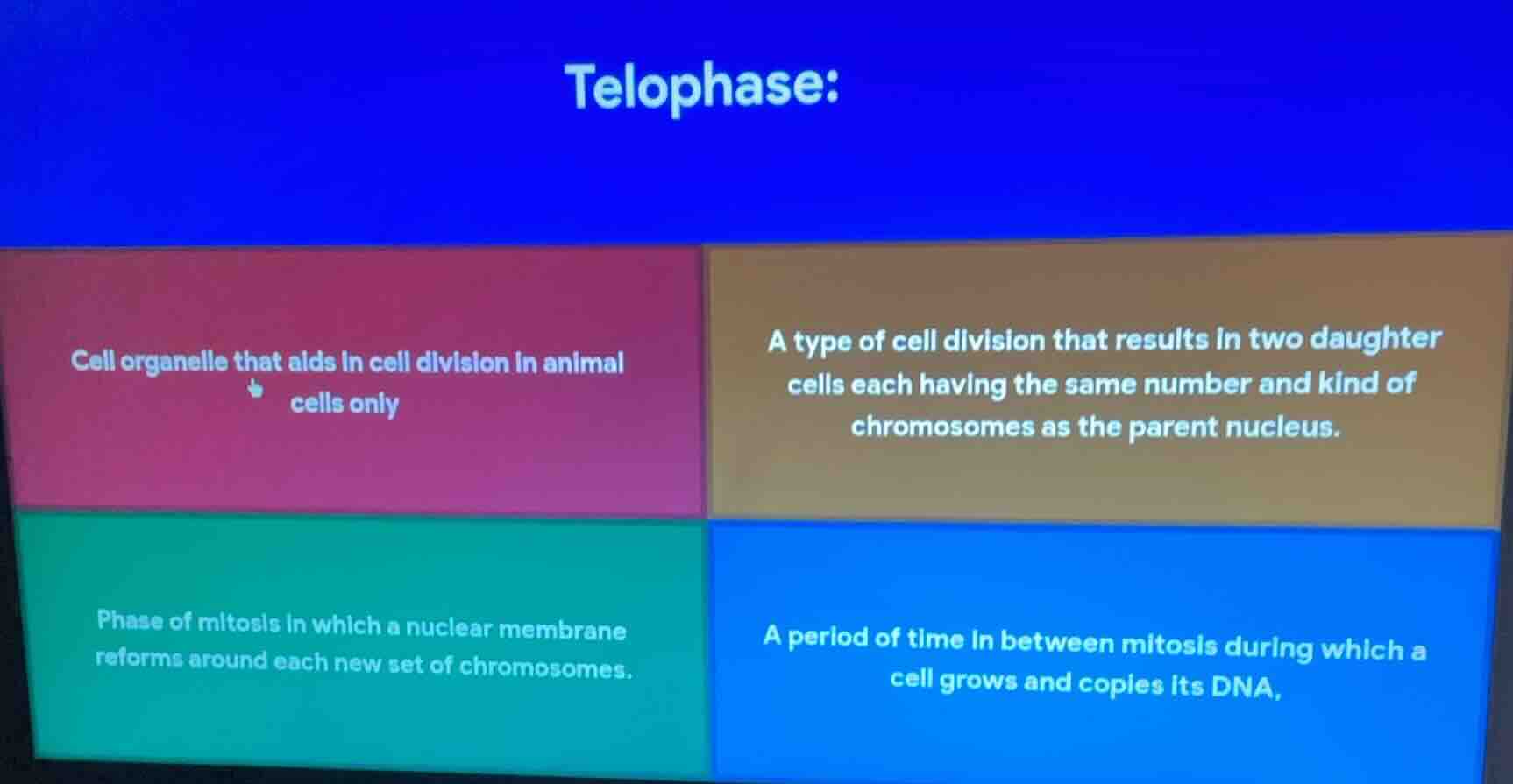 telophase: cell organelle that aids in cell division in animal cells on…