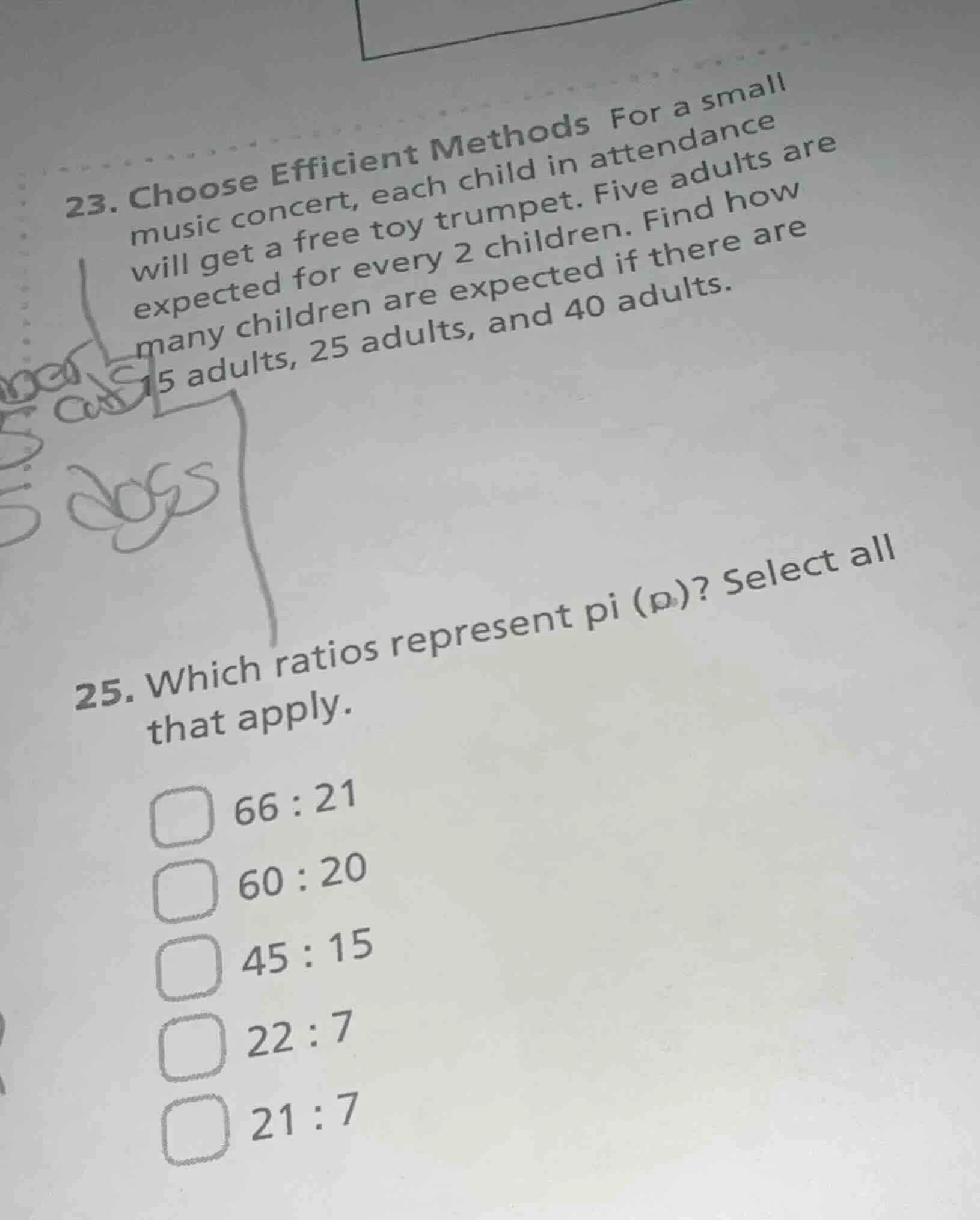 23. choose efficient methods for a small music concert, each child in a…