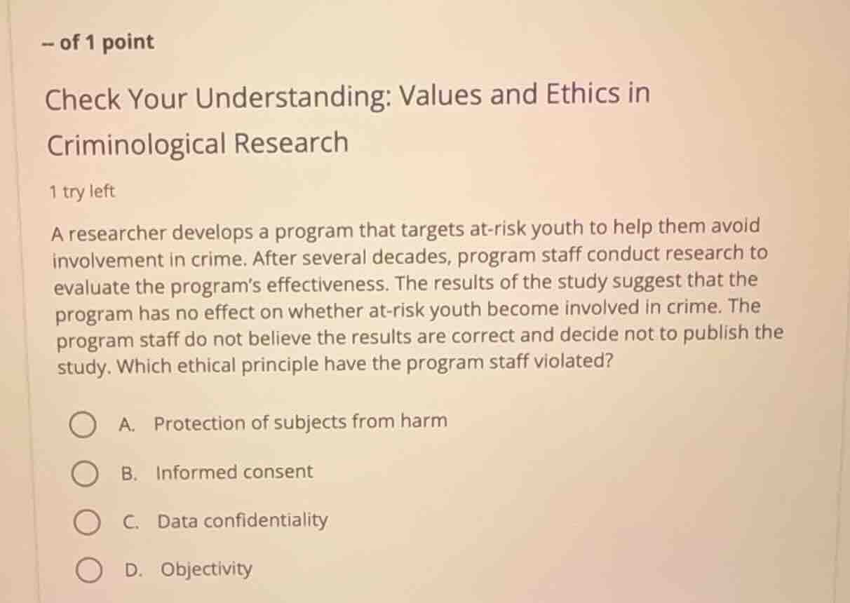 of 1 point check your understanding: values and ethics in criminologica…
