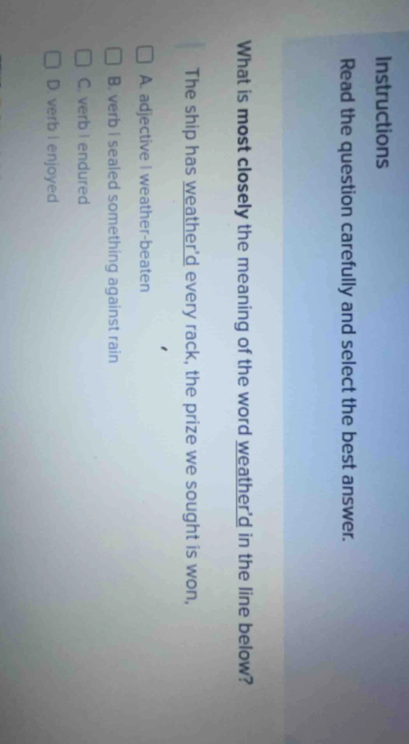 instructions read the question carefully and select the best answer. wh…