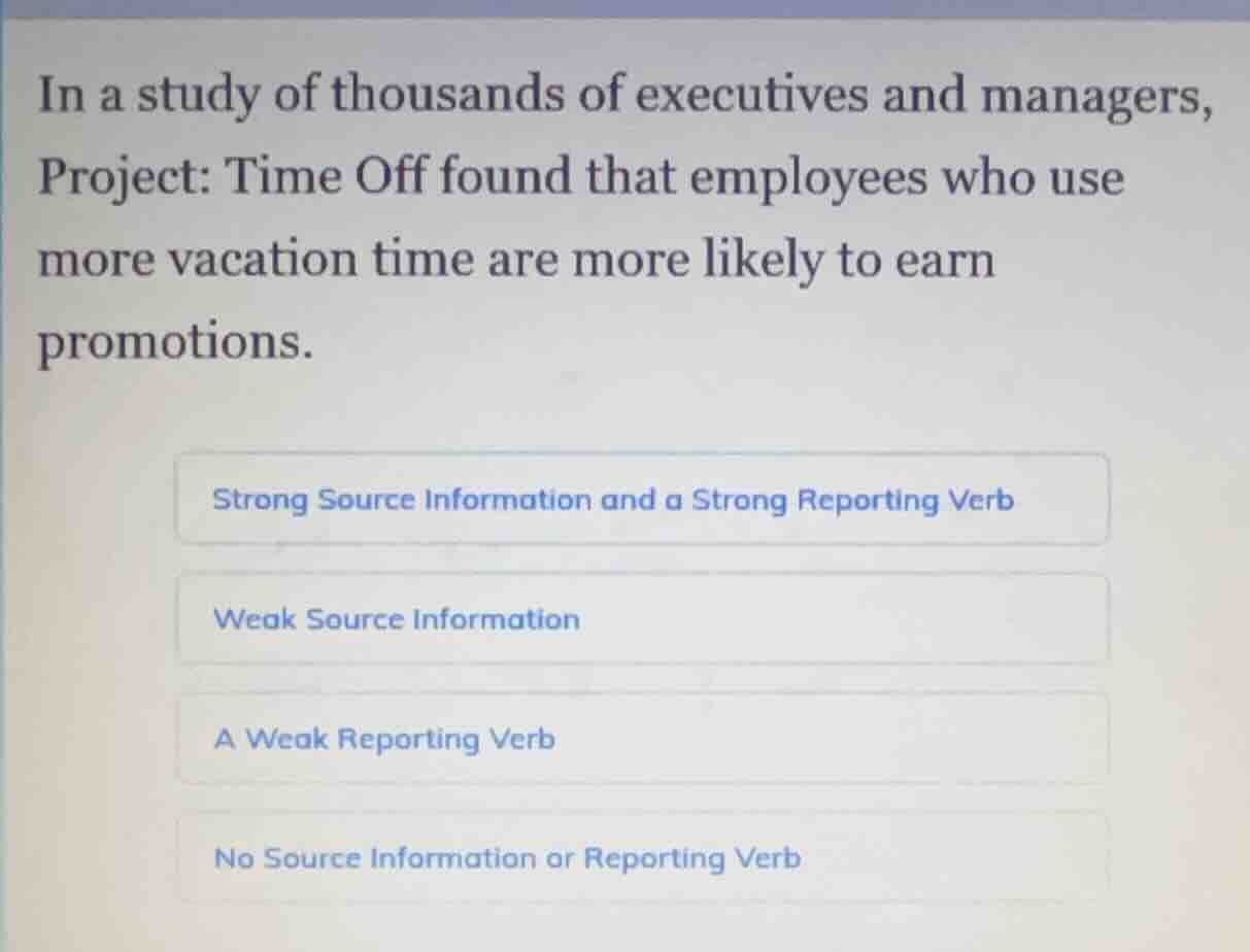 in a study of thousands of executives and managers, project: time off f…