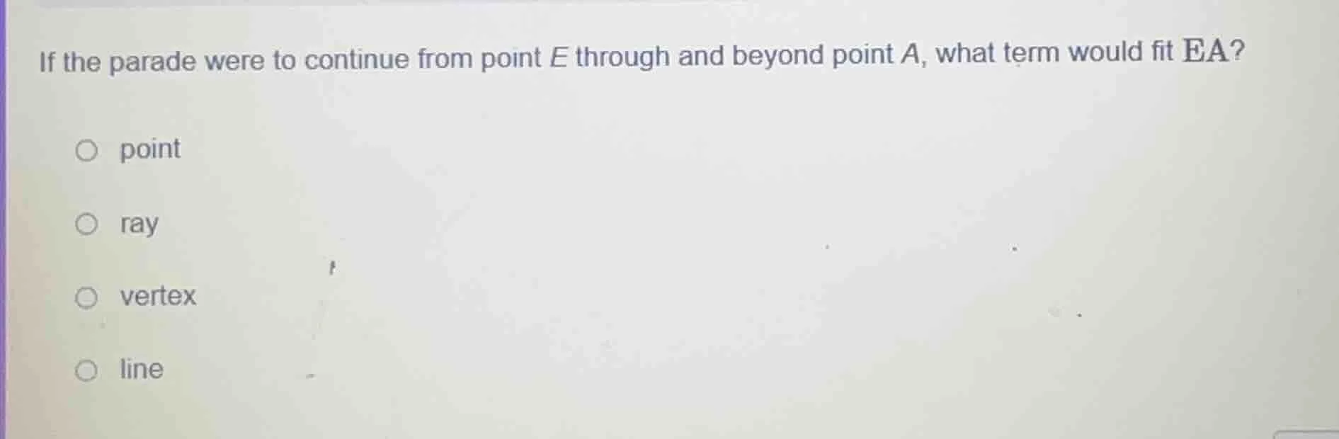 if the parade were to continue from point e through and beyond point a,…