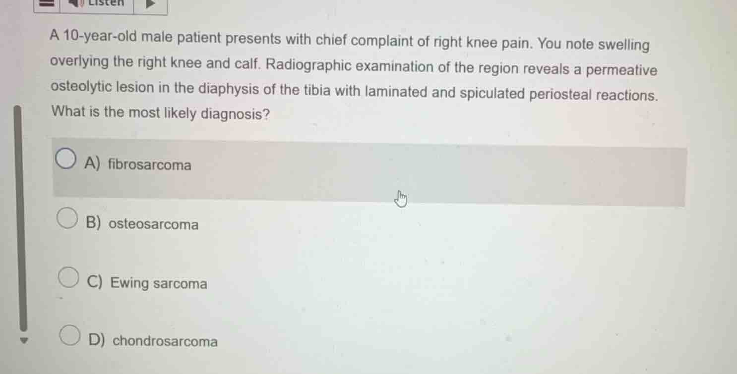 a 10-year-old male patient presents with chief complaint of right knee …