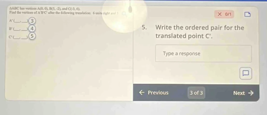 △abc has vertices a(0,0), b(5,-2), and c(-3,6). find the vertices of ab…
