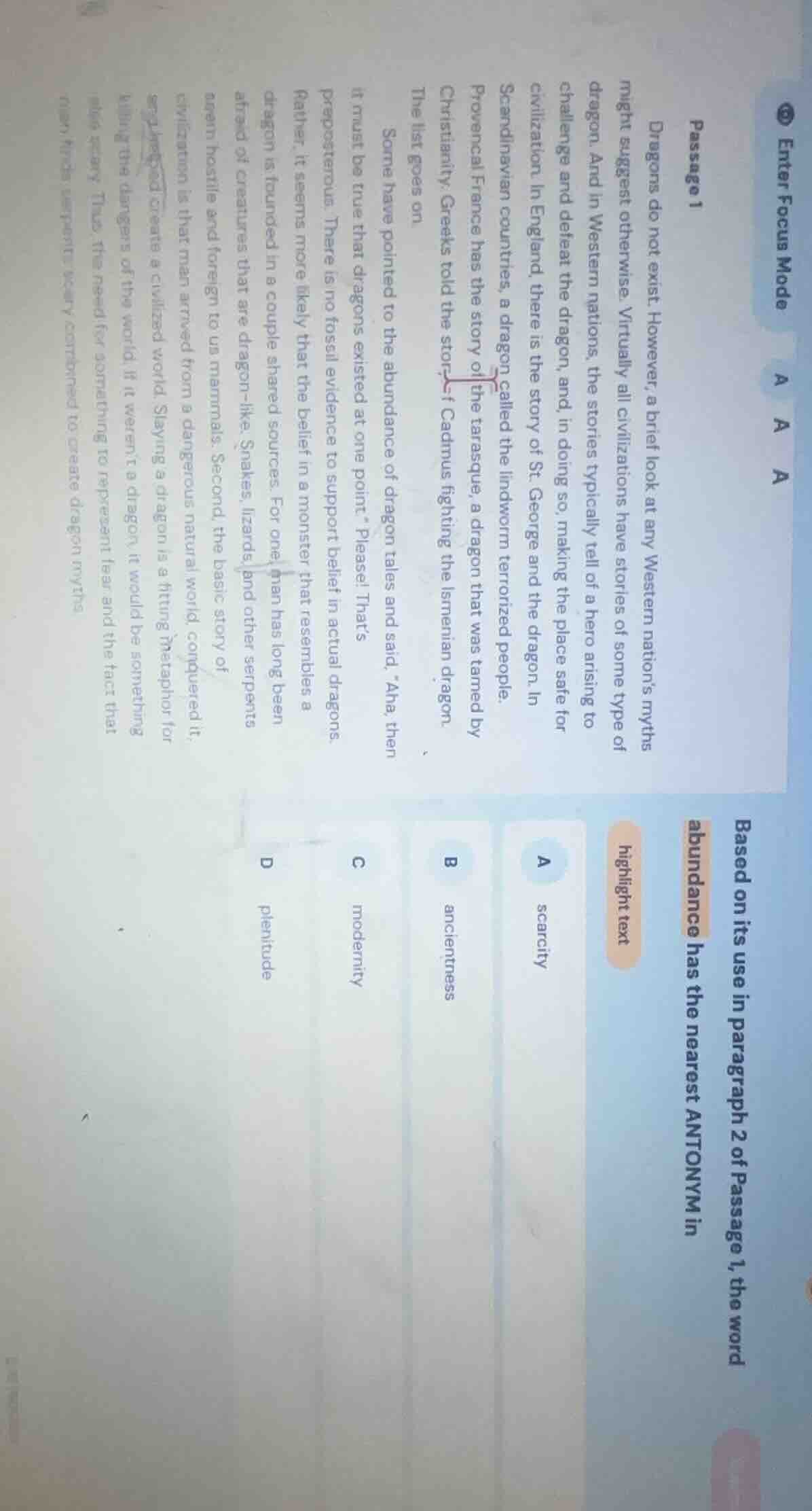 passage 1 dragons do not exist. however, a brief look at any western na…