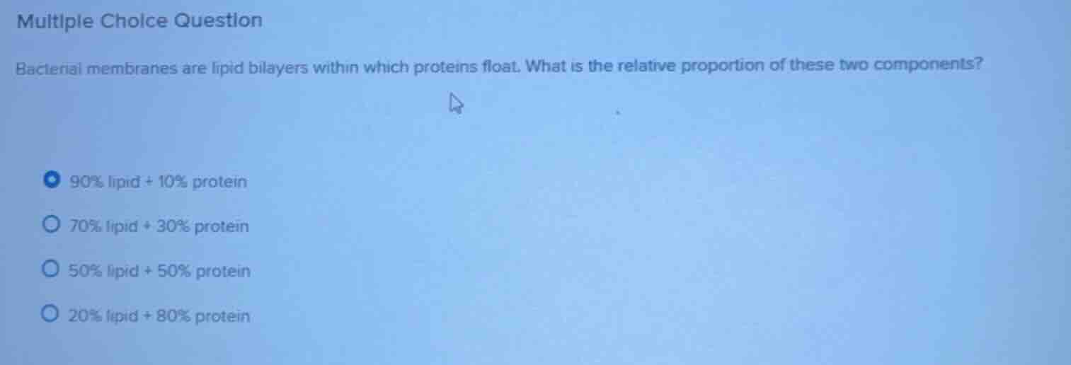 multiple choice question bacterial membranes are lipid bilayers within …
