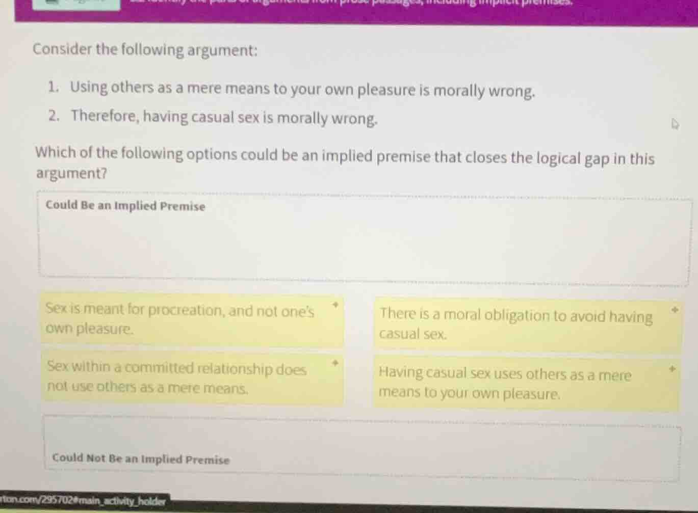 consider the following argument: 1. using others as a mere means to you…