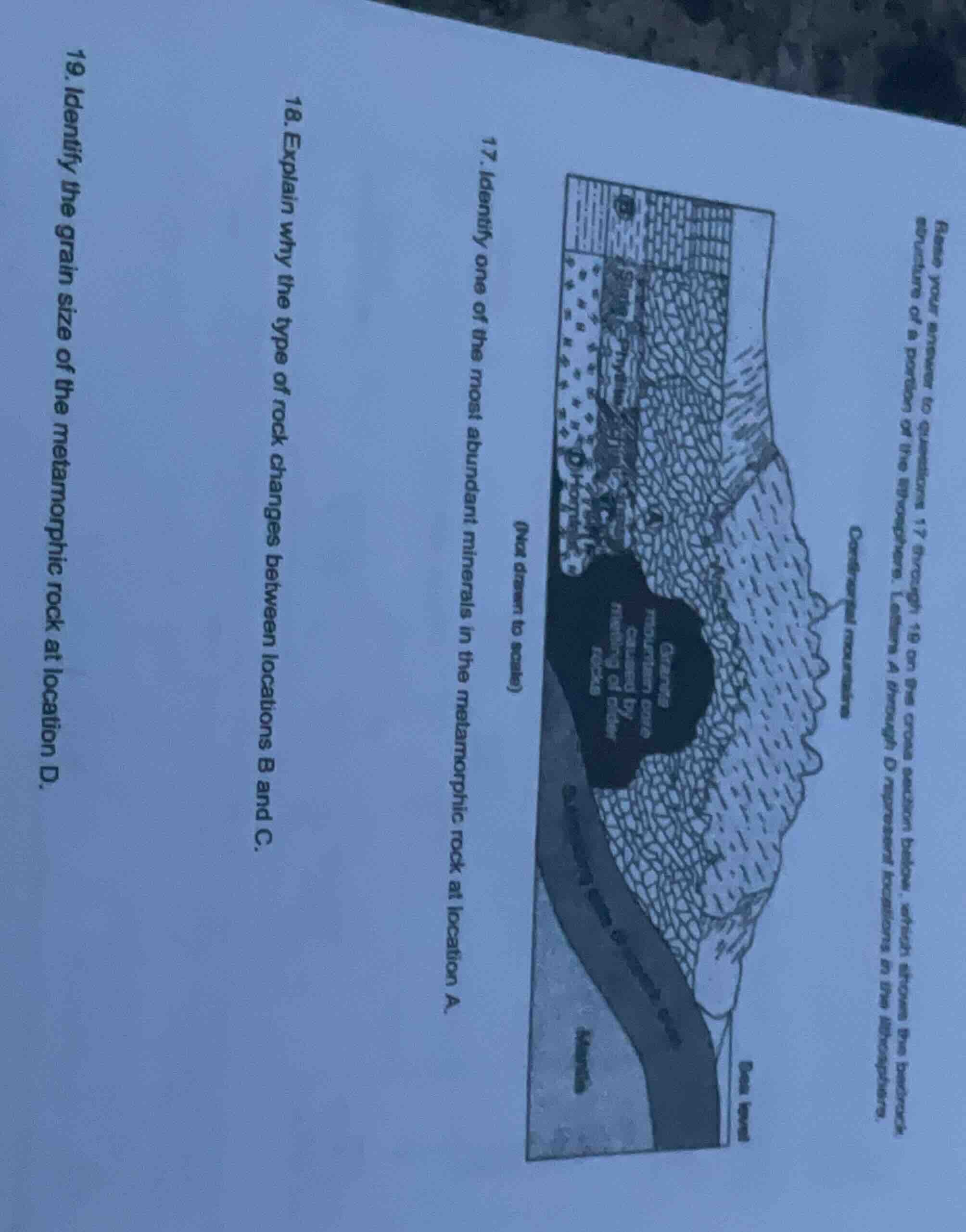 base your answers to questions 17 through 19 on the cross section below…