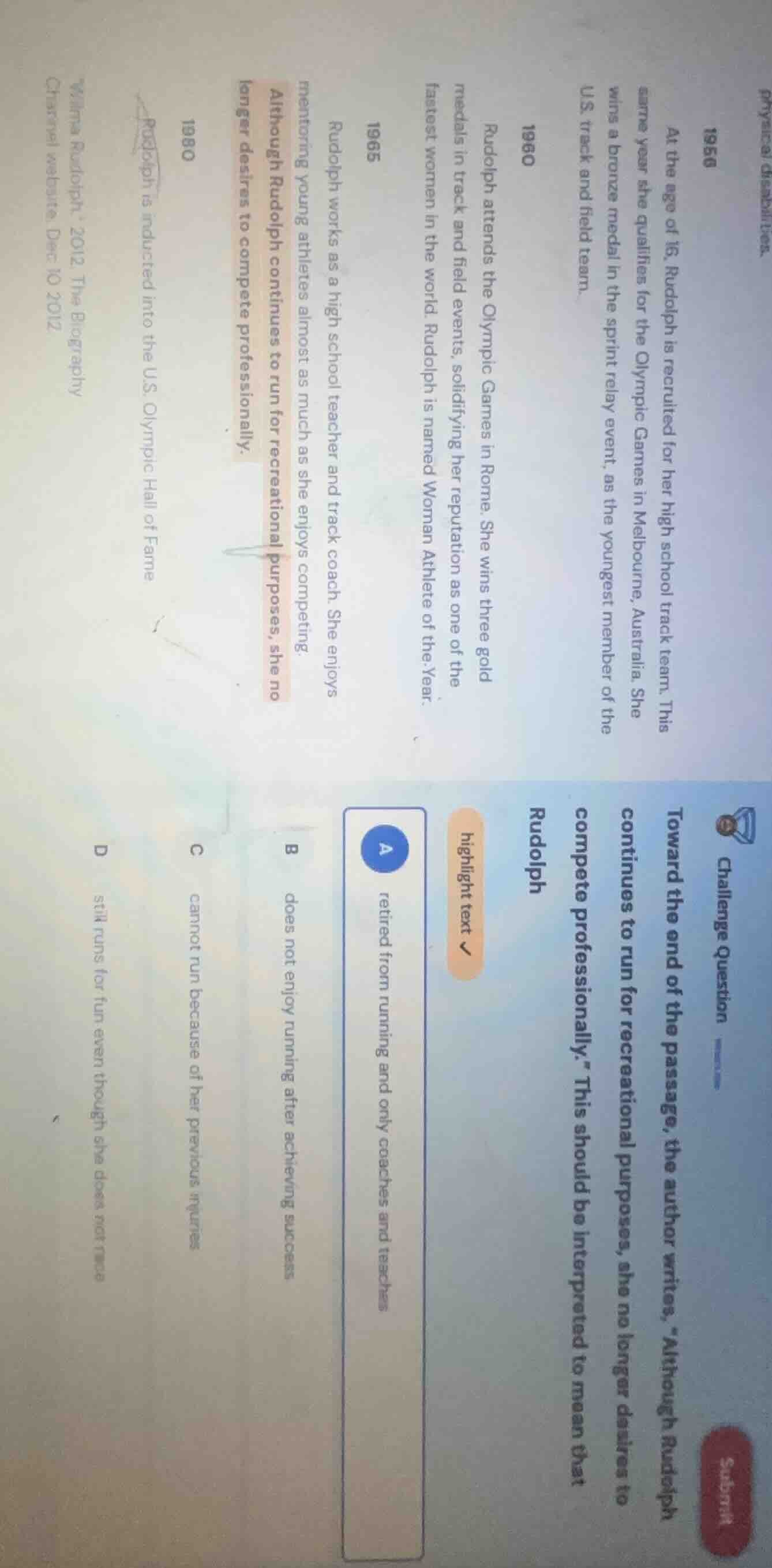 challenge question toward the end of the passage, the author writes, “a…