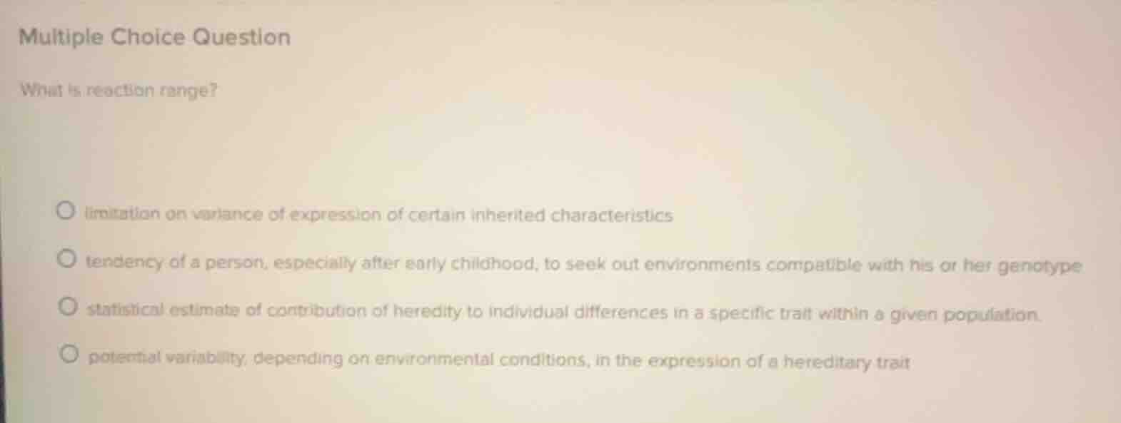 multiple choice question what is reaction range? - limitation on varian…
