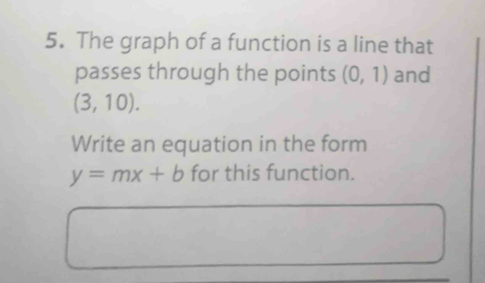 5. the graph of a function is a line that passes through the points (0,…