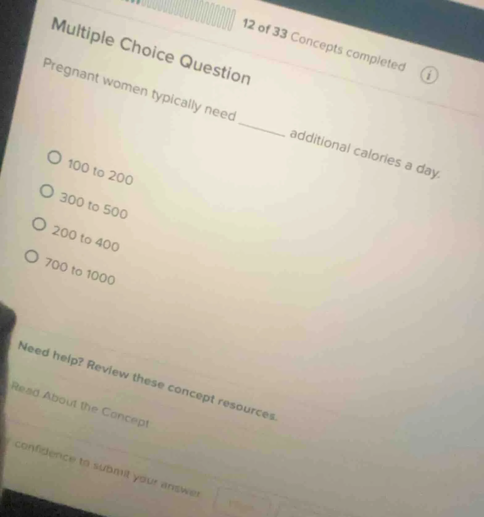 multiple choice question pregnant women typically need ______ additiona…