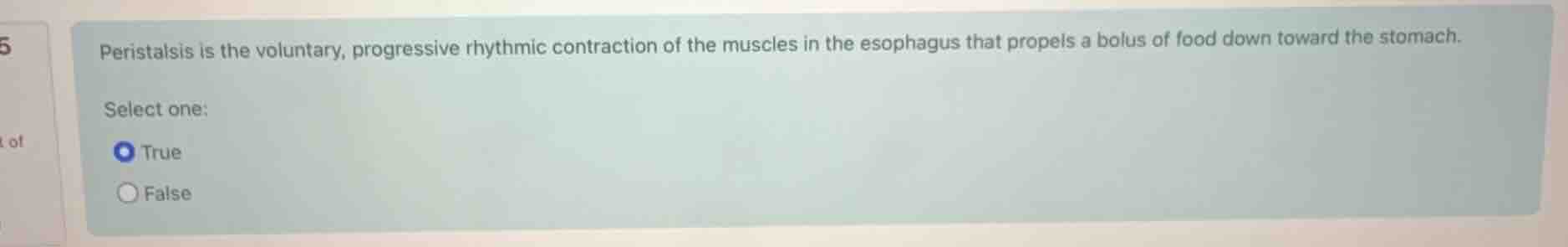 peristalsis is the voluntary, progressive rhythmic contraction of the m…