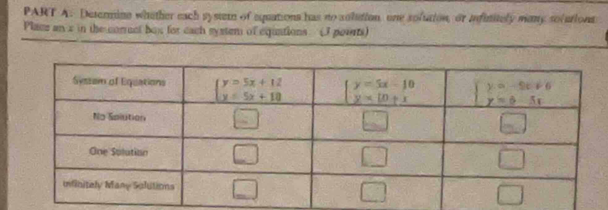 part a. determine whether each system of equations has no solution, one…