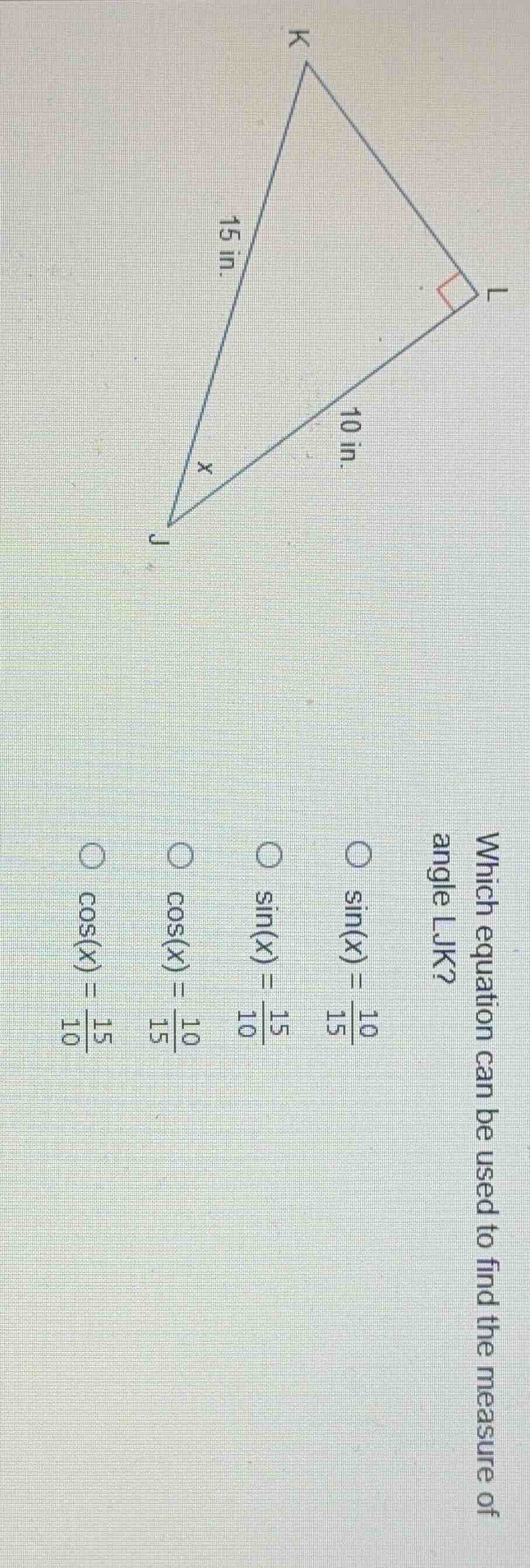 which equation can be used to find the measure of angle ljk?\ \\(\\sin(…