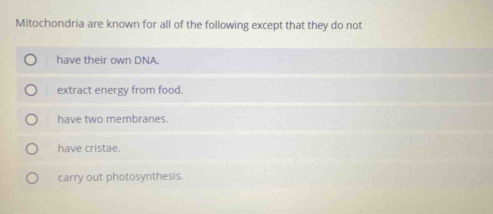 mitochondria are known for all of the following except that they do not…