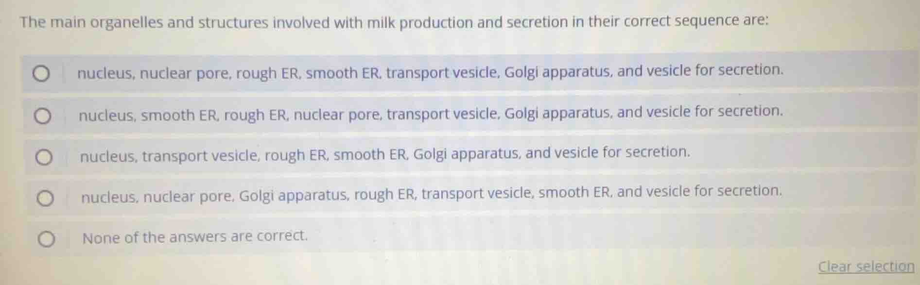 the main organelles and structures involved with milk production and se…