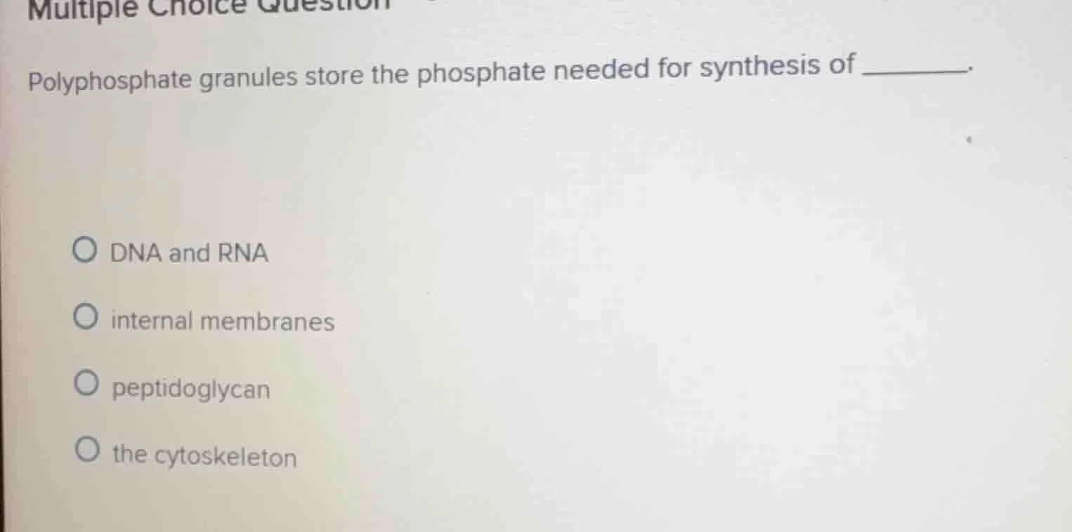 multiple choice question polyphosphate granules store the phosphate nee…
