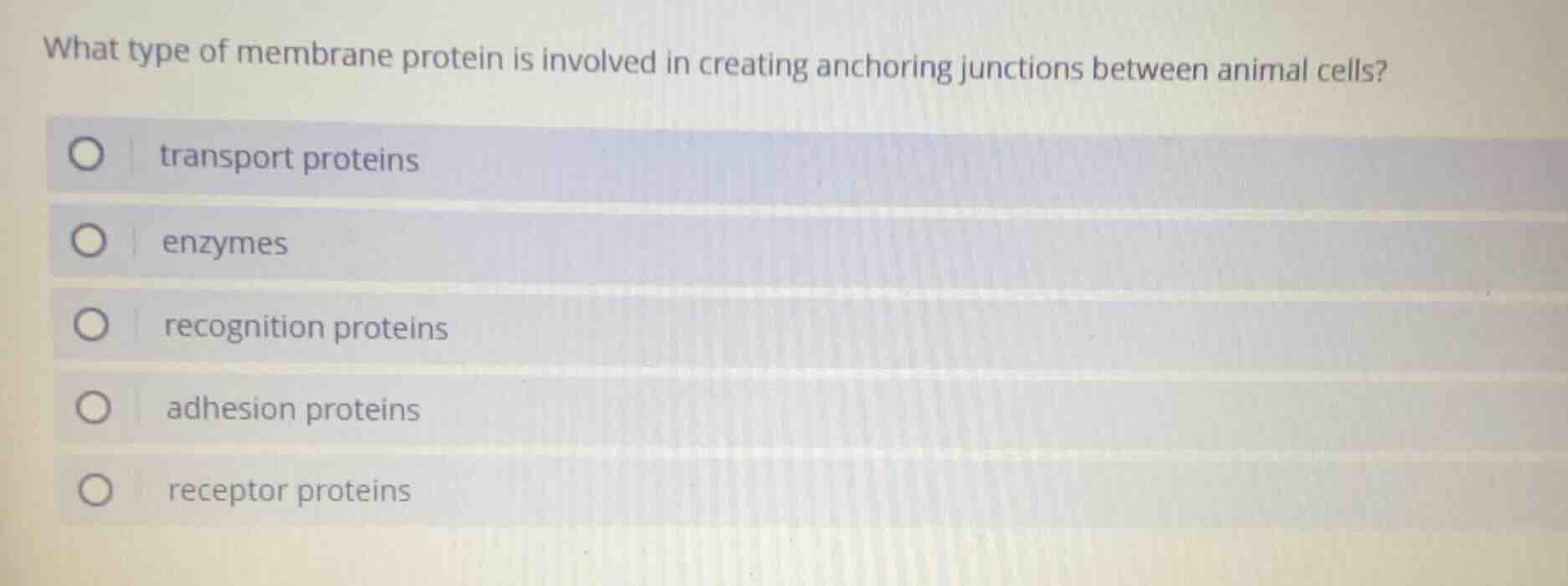 what type of membrane protein is involved in creating anchoring junctio…