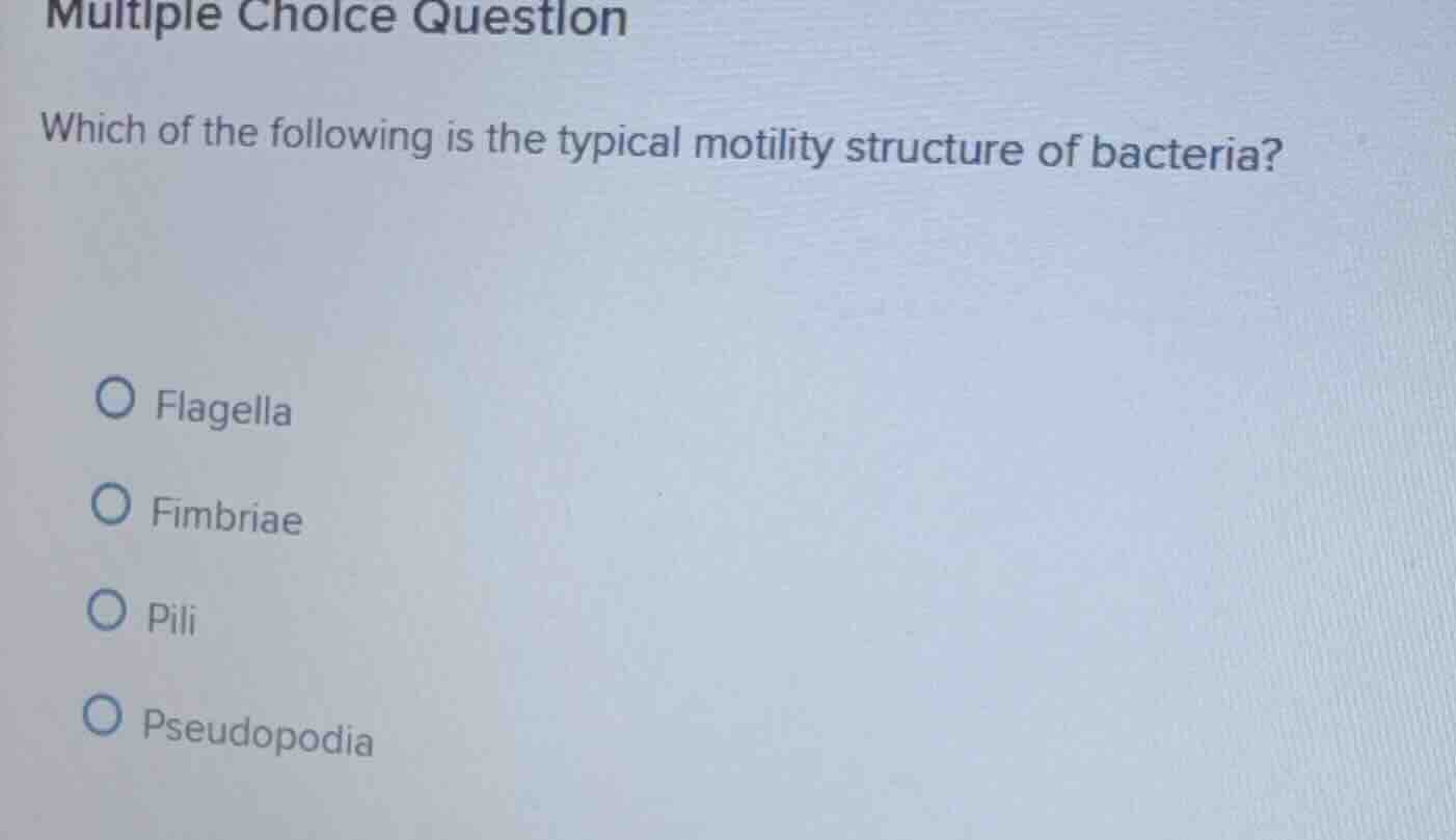 multiple choice question which of the following is the typical motility…