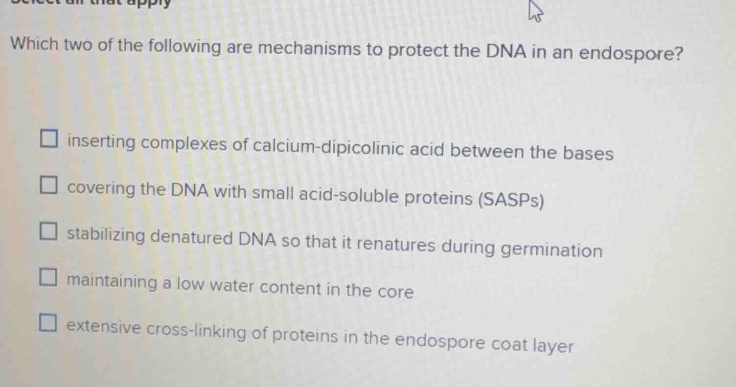 which two of the following are mechanisms to protect the dna in an endo…