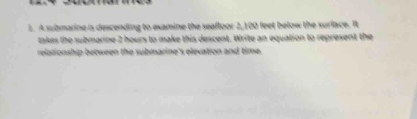 1. a submarine is descending to examine the seafloor 2,100 feet below t…