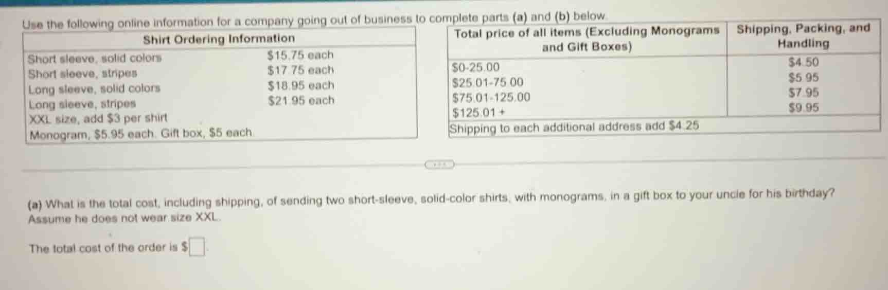 use the following online information for a company going out of busines…