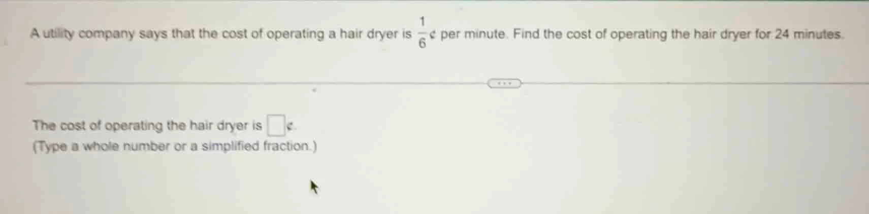 a utility company says that the cost of operating a hair dryer is \\(\f…