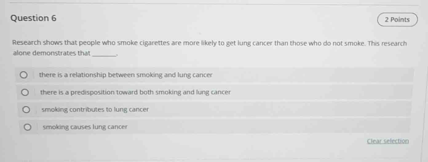 question 6 2 points research shows that people who smoke cigarettes are…