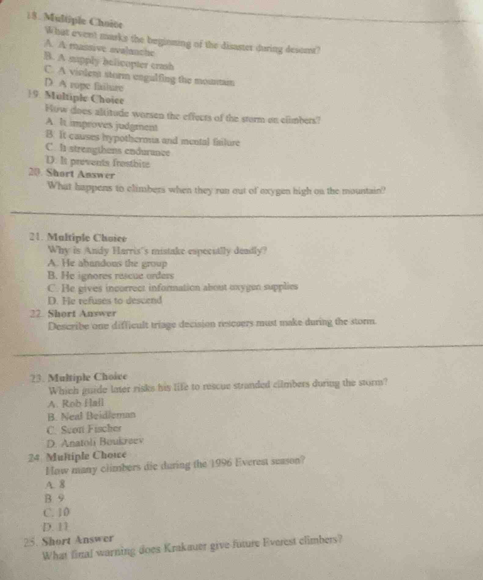18 multiple choice what event marks the beginning of the disaster durin…
