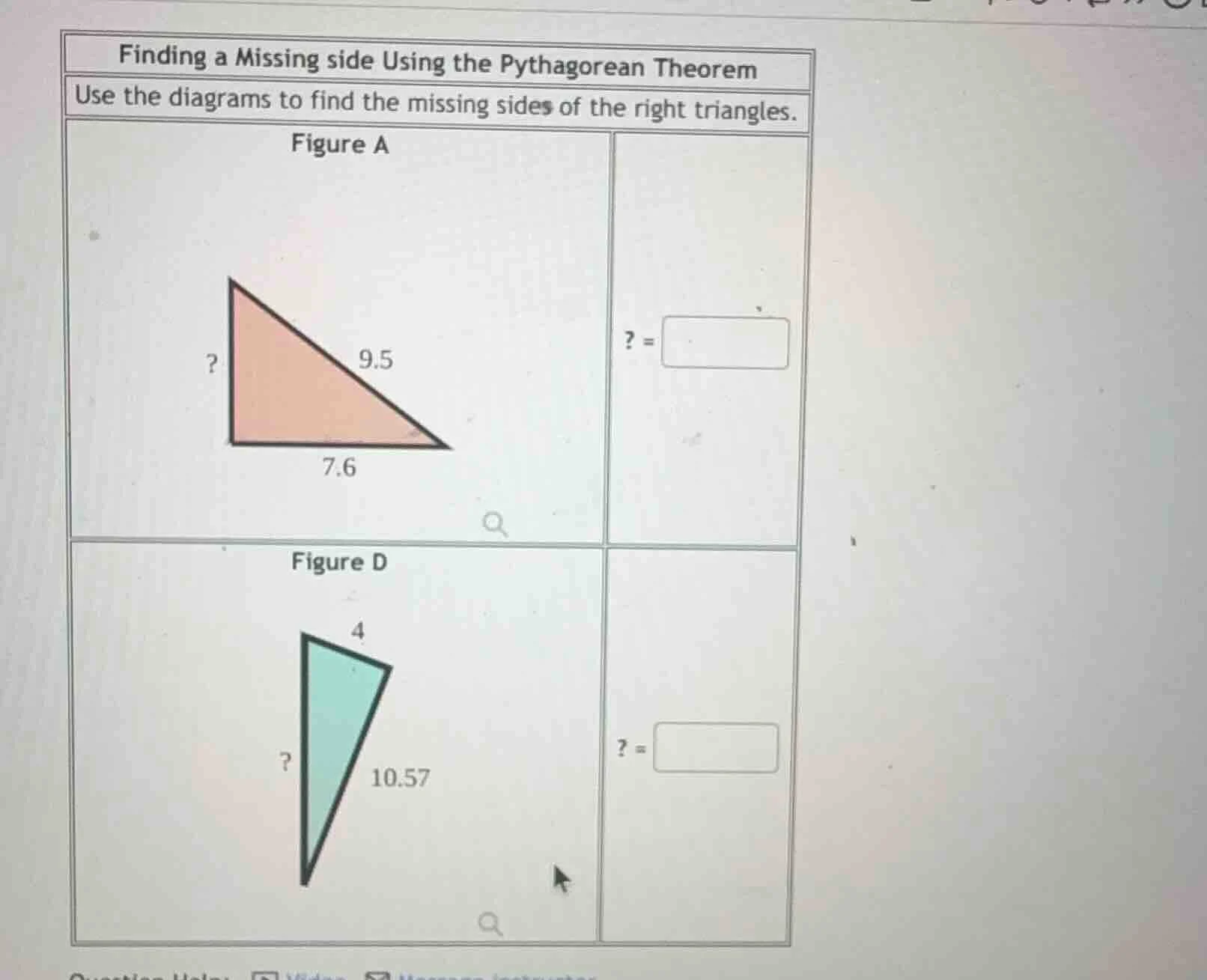 finding a missing side using the pythagorean theorem use the diagrams t…