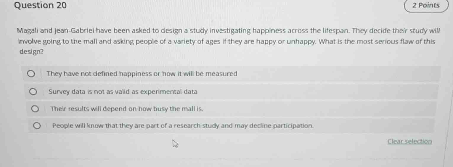 question 20 magali and jean - gabriel have been asked to design a study…
