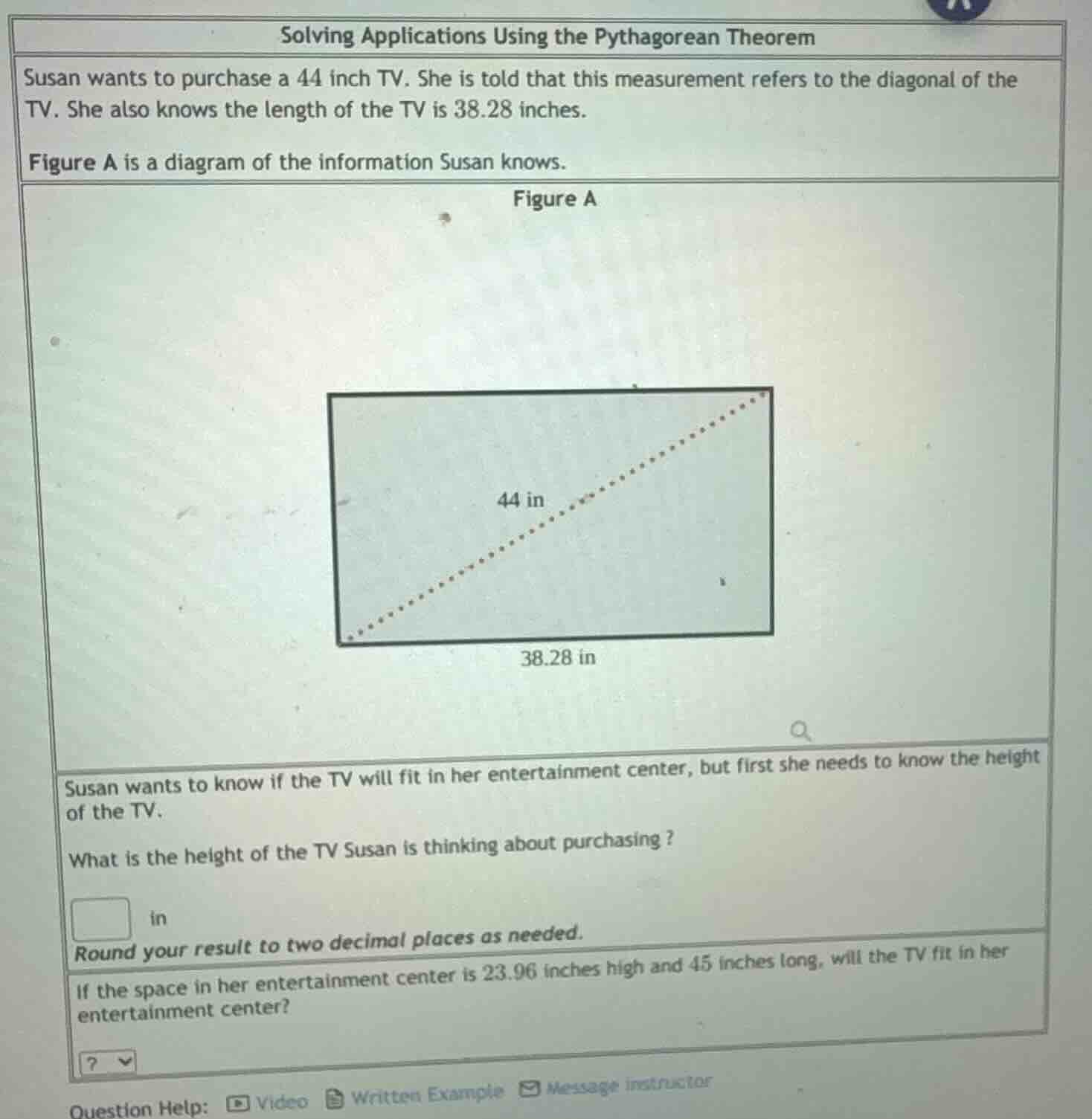solving applications using the pythagorean theorem susan wants to purch…