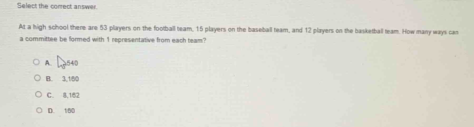 select the correct answer. at a high school there are 53 players on the…