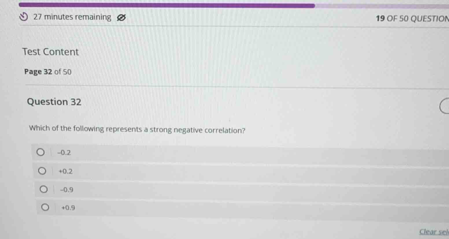question 32 which of the following represents a strong negative correla…