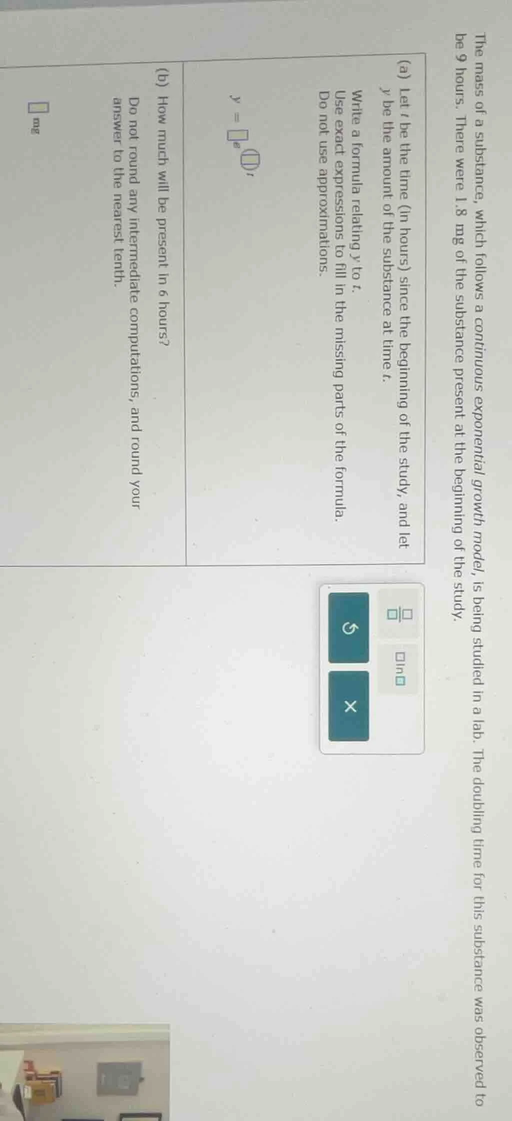 the mass of a substance, which follows a continuous exponential growth …