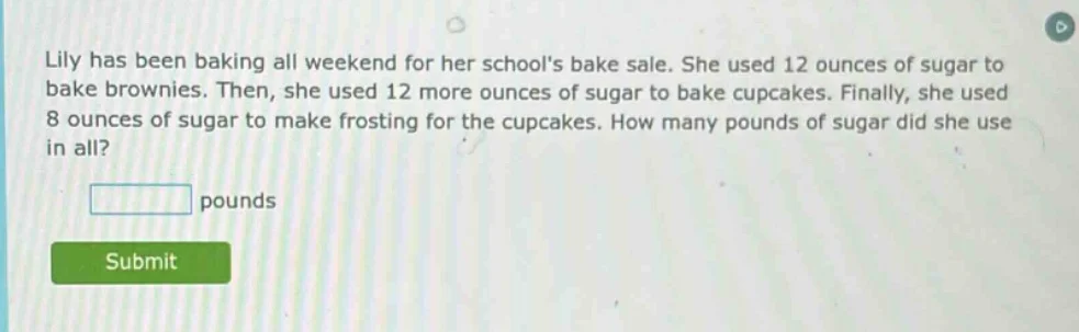 lily has been baking all weekend for her schools bake sale. she used 12…