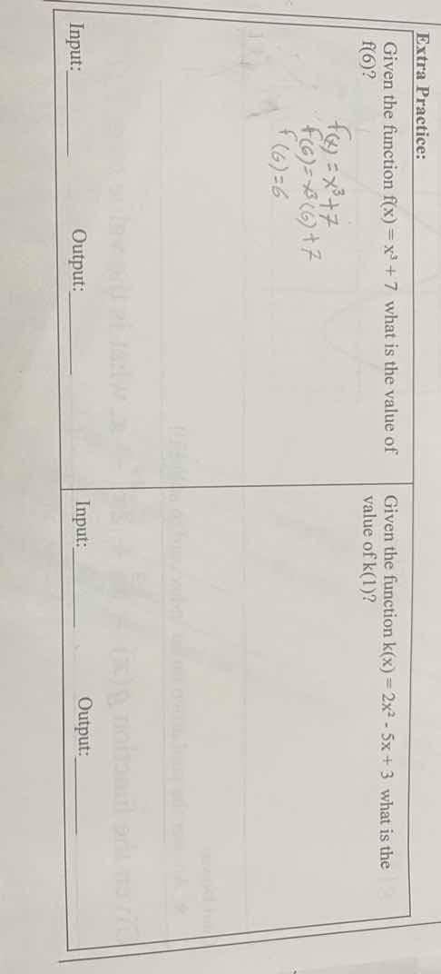extra practice: given the function f(x) = x³ + 7 what is the value of f…
